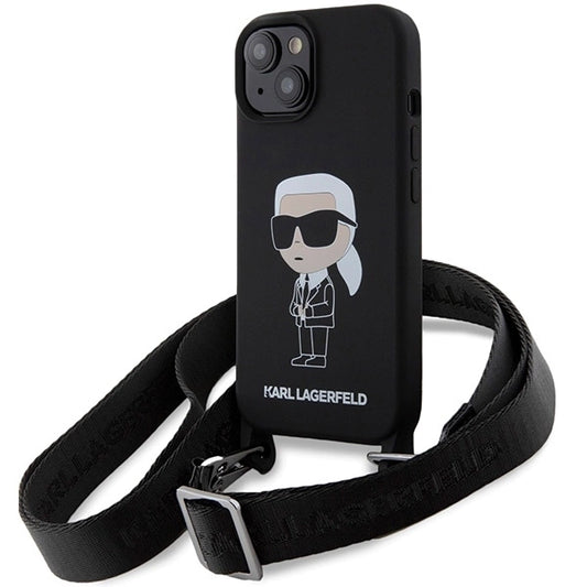 Karl Lagerfeld KLHCP15SSCBSKNK iPhone 15 6.1" hardcase black/black Crossbody Silicone Ikonik_0