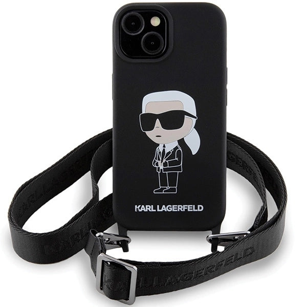 Karl Lagerfeld KLHCP15SSCBSKNK iPhone 15 6.1" hardcase black/black Crossbody Silicone Ikonik_1