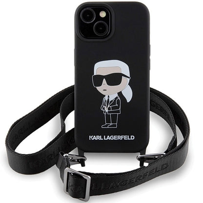 Karl Lagerfeld KLHCP15SSCBSKNK iPhone 15 6.1" hardcase black/black Crossbody Silicone Ikonik_1