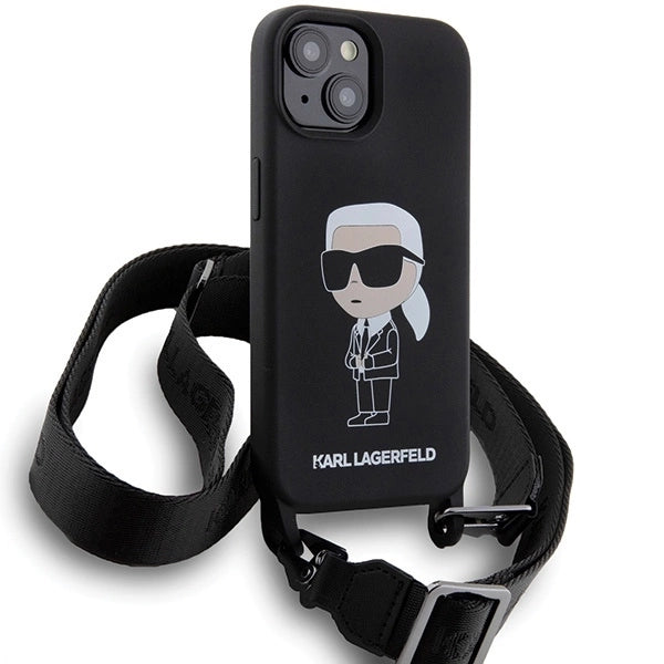 Karl Lagerfeld KLHCP15SSCBSKNK iPhone 15 6.1" hardcase black/black Crossbody Silicone Ikonik_2