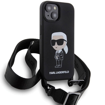 Karl Lagerfeld KLHCP15SSCBSKNK iPhone 15 6.1" hardcase black/black Crossbody Silicone Ikonik_2