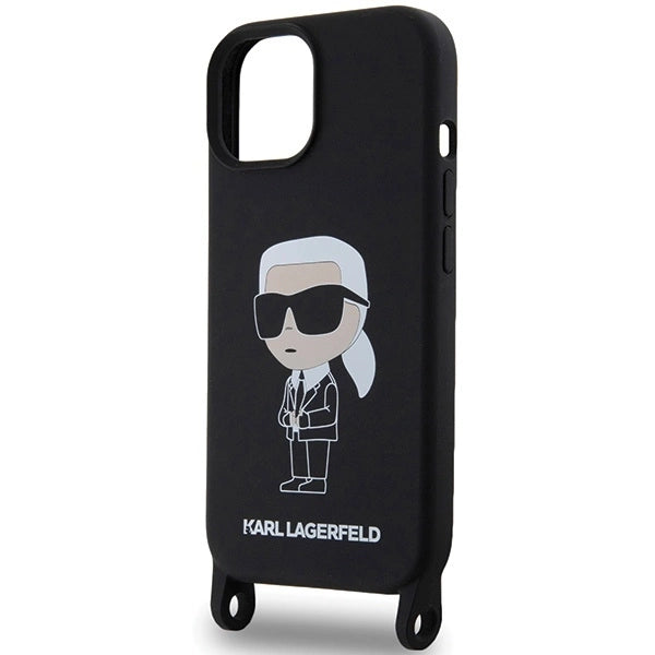 Karl Lagerfeld KLHCP15SSCBSKNK iPhone 15 6.1" hardcase black/black Crossbody Silicone Ikonik_4