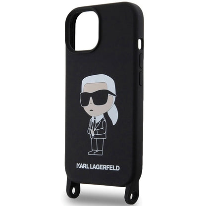 Karl Lagerfeld KLHCP15SSCBSKNK iPhone 15 6.1" hardcase black/black Crossbody Silicone Ikonik_4