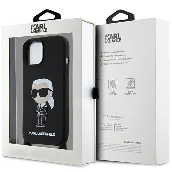 Karl Lagerfeld KLHCP15SSCBSKNK iPhone 15 6.1" hardcase black/black Crossbody Silicone Ikonik_6