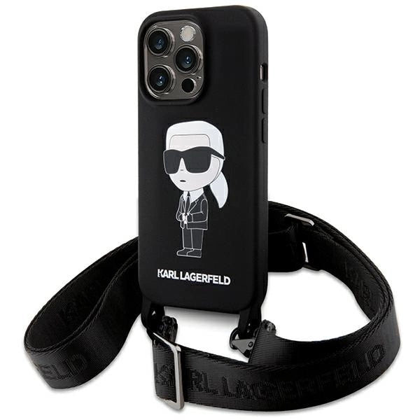 Karl Lagerfeld KLHCP15XSCBSKNK iPhone 15 Pro Max 6.7&quot; hardcase black/black Crossbody Silicone Ikonik_0