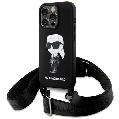 Karl Lagerfeld KLHCP15XSCBSKNK iPhone 15 Pro Max 6.7&quot; hardcase black/black Crossbody Silicone Ikonik_0