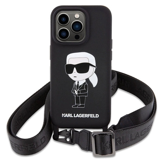 Karl Lagerfeld KLHCP15XSCBSKNK iPhone 15 Pro Max 6.7&quot; hardcase black/black Crossbody Silicone Ikonik_1