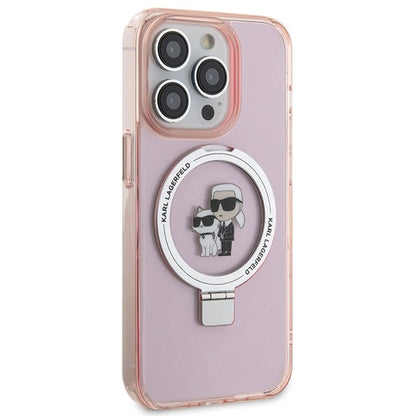 Karl Lagerfeld KLHMP15LHMRSKCP iPhone 15 Pro 6.1&quot; pink/pink hardcase Ring Stand Karl&amp;Choupette MagSafe_3