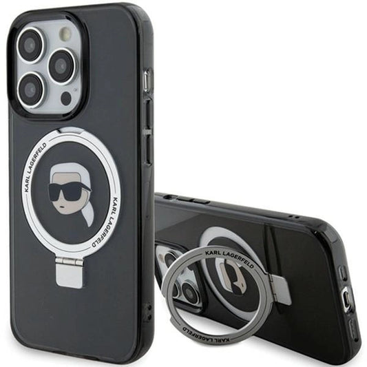 Karl Lagerfeld KLHMP15LHMRSKHK iPhone 15 Pro 6.1" black/black hardcase Ring Stand Karl Head MagSafe_0