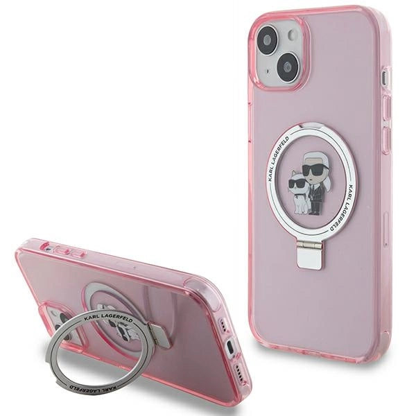 Karl Lagerfeld Ring Stand Karl&amp;Choupette MagSafe case for iPhone 15 Plus - pink_0