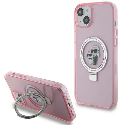 Karl Lagerfeld Ring Stand Karl&amp;Choupette MagSafe case for iPhone 15 Plus - pink_0