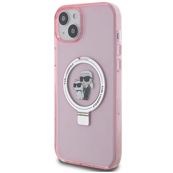 Karl Lagerfeld Ring Stand Karl&amp;Choupette MagSafe case for iPhone 15 Plus - pink_1