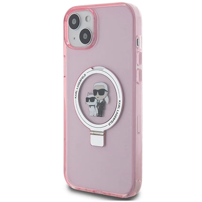 Karl Lagerfeld Ring Stand Karl&amp;Choupette MagSafe case for iPhone 15 Plus - pink_1
