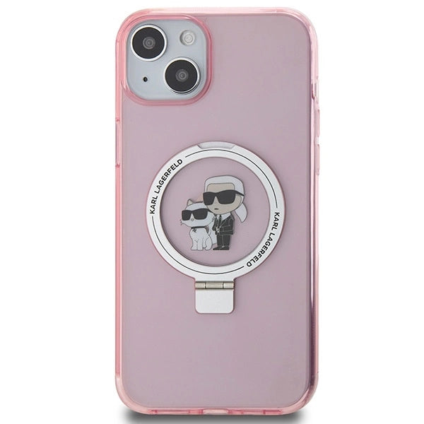 Karl Lagerfeld Ring Stand Karl&amp;Choupette MagSafe case for iPhone 15 Plus - pink_2