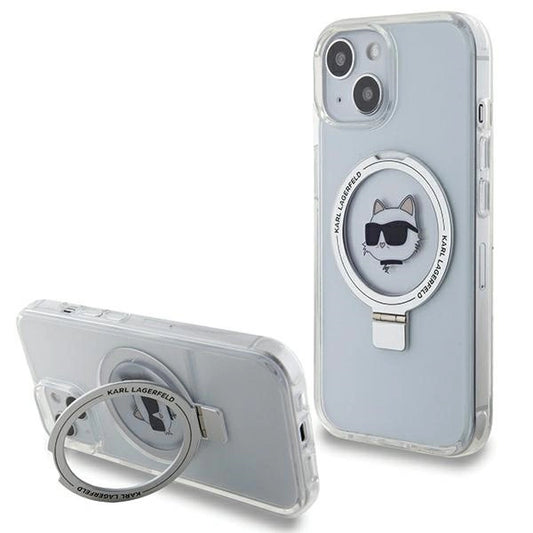 Karl Lagerfeld KLHMP15SHMRSCHH iPhone 15 6.1" white/white hardcase Ring Stand Choupette Head MagSafe_0