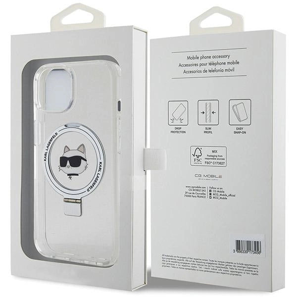 Karl Lagerfeld KLHMP15SHMRSCHH iPhone 15 6.1" white/white hardcase Ring Stand Choupette Head MagSafe_7