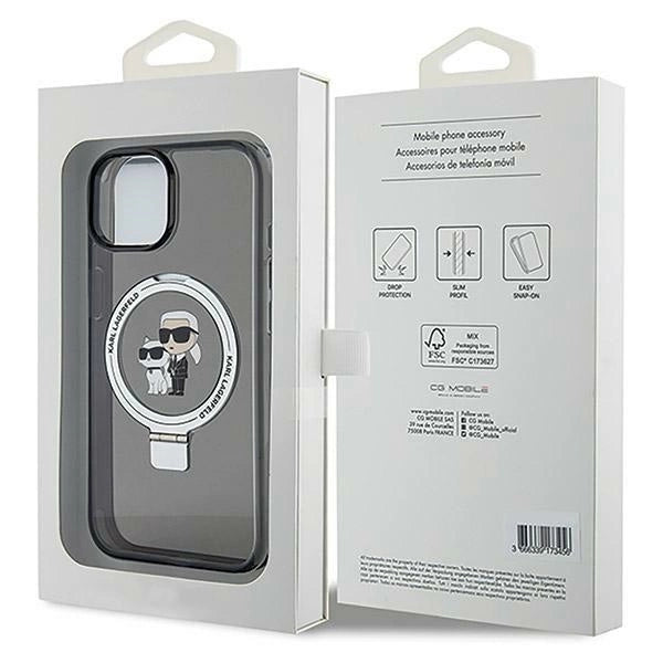 Karl Lagerfeld KLHMP15SHMRSKCK iPhone 15 6.1" black/black hardcase Ring Stand Karl&amp;Choupette MagSafe_7