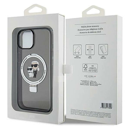 Karl Lagerfeld KLHMP15SHMRSKCK iPhone 15 6.1" black/black hardcase Ring Stand Karl&amp;Choupette MagSafe_7