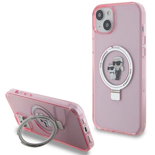 Karl Lagerfeld KLHMP15SHMRSKCP iPhone 15 6.1" pink/pink hardcase Ring Stand Karl&amp;Choupette MagSafe_0