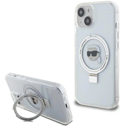 Karl Lagerfeld KLHMP15SHMRSKHH iPhone 15 6.1" white/white hardcase Ring Stand Karl Head MagSafe_0