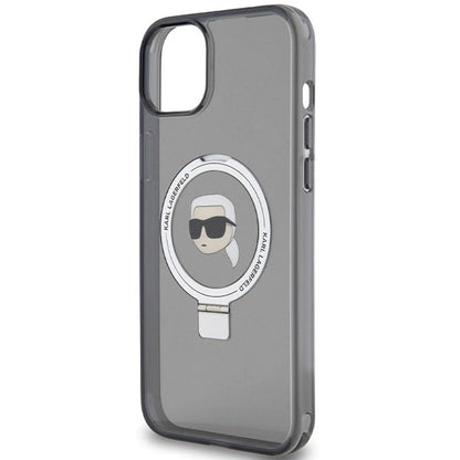 Karl Lagerfeld KLHMP15SHMRSKHK iPhone 15 6.1" black/black hardcase Ring Stand Karl Head MagSafe_5