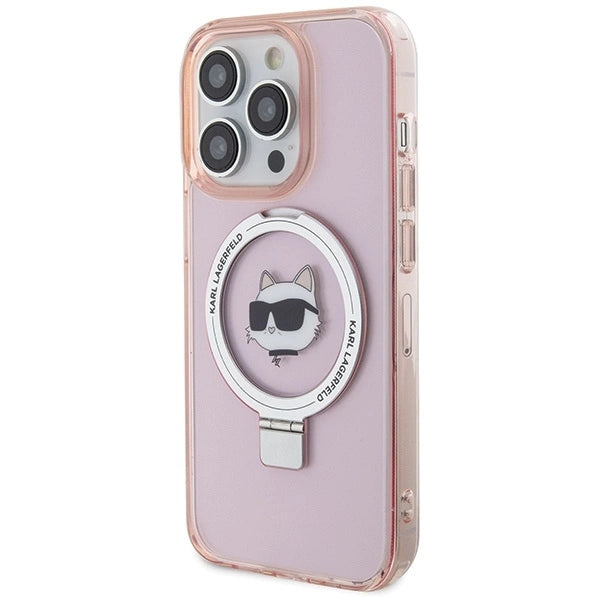 Karl Lagerfeld KLHMP15XHMRSCHP iPhone 15 Pro Max 6.7" pink/pink hardcase Ring Stand Choupette Head MagSafe_1