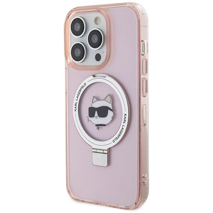 Karl Lagerfeld KLHMP15XHMRSCHP iPhone 15 Pro Max 6.7" pink/pink hardcase Ring Stand Choupette Head MagSafe_1