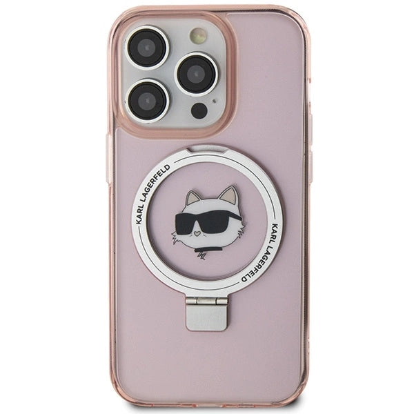 Karl Lagerfeld KLHMP15XHMRSCHP iPhone 15 Pro Max 6.7" pink/pink hardcase Ring Stand Choupette Head MagSafe_2