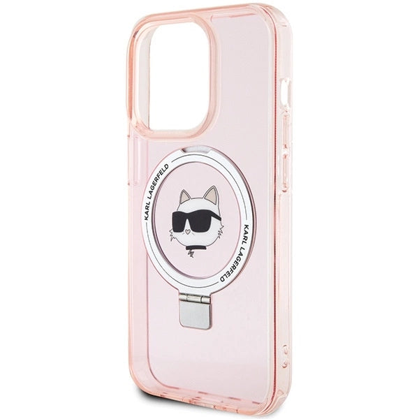 Karl Lagerfeld KLHMP15XHMRSCHP iPhone 15 Pro Max 6.7" pink/pink hardcase Ring Stand Choupette Head MagSafe_5