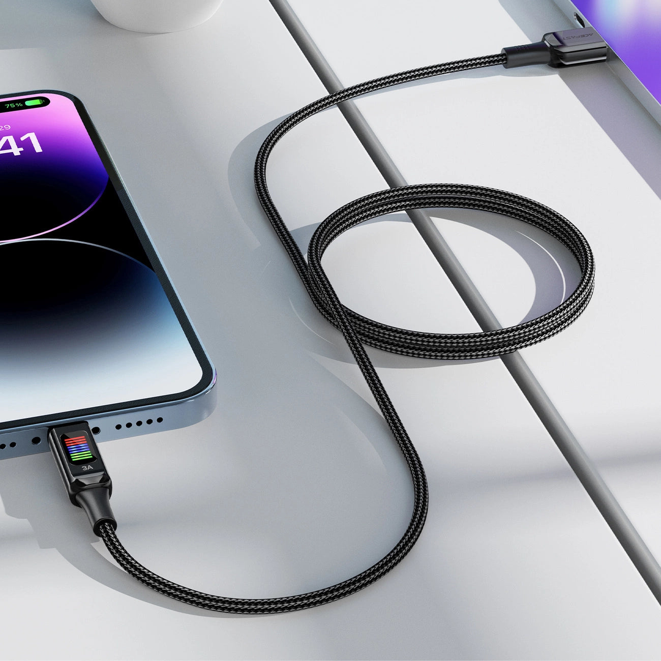 Acefast C7-04 USB-A USB-C 60W 1.2m cable with display - black_5