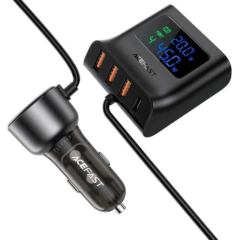 Acefast B11 138W USB-A USB-C Car Charger with 6 Ports - Black_2