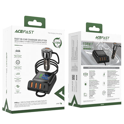 Acefast B11 138W USB-A USB-C Car Charger with 6 Ports - Black_5