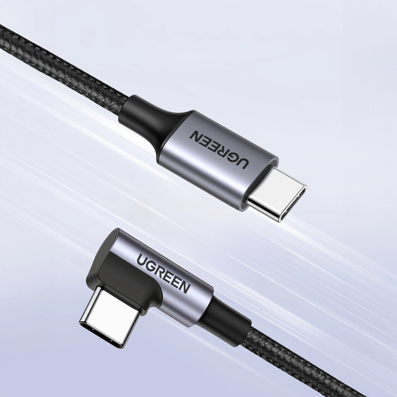 Ugreen US255 50122 USB-C (straight) / USB-C (angled) PD QC cable 60W 3A 0.5m - gray_1