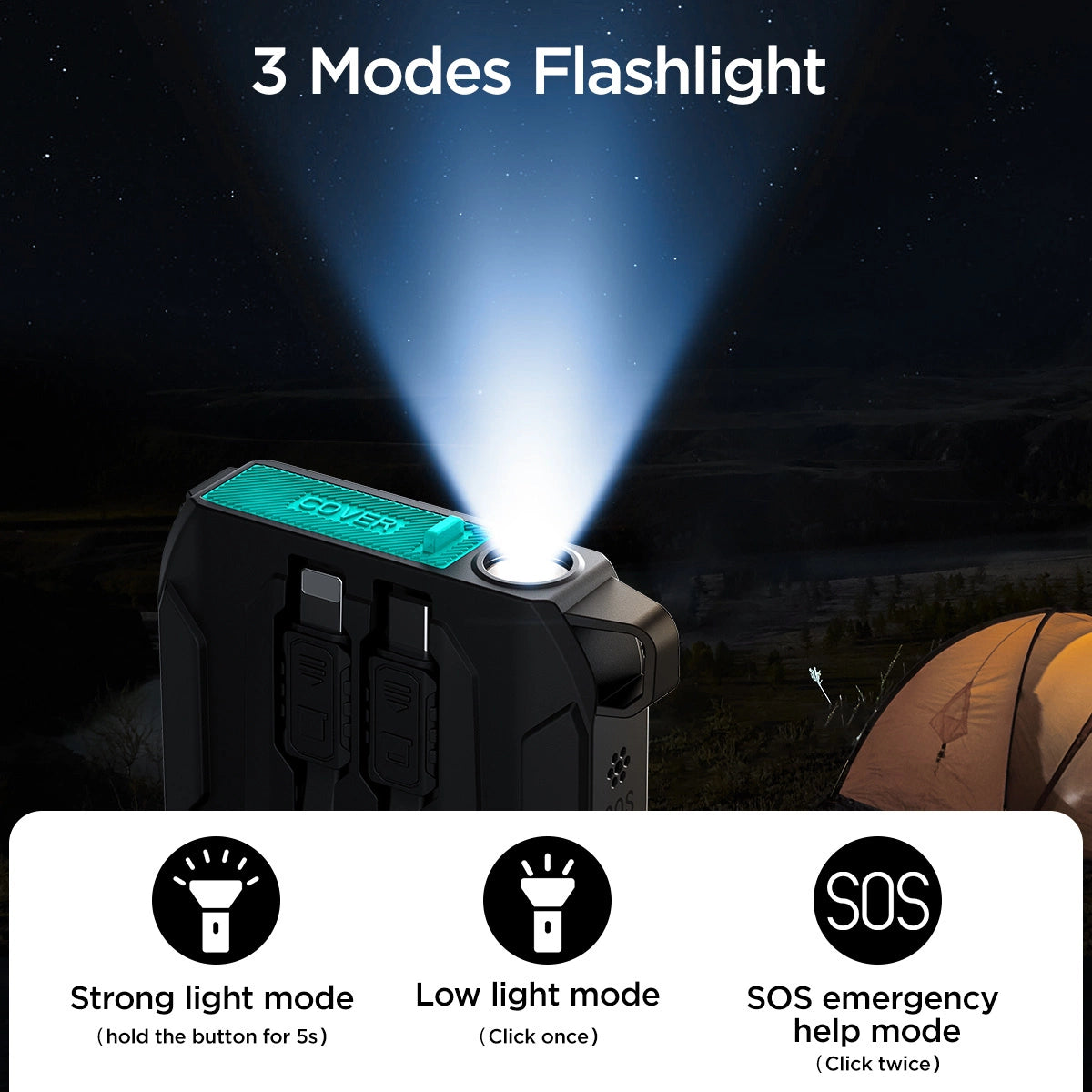 Joyroom JR-L017 22.5W 10000mAh Powerbank with built-in USB-C / Lightning cables - black_16