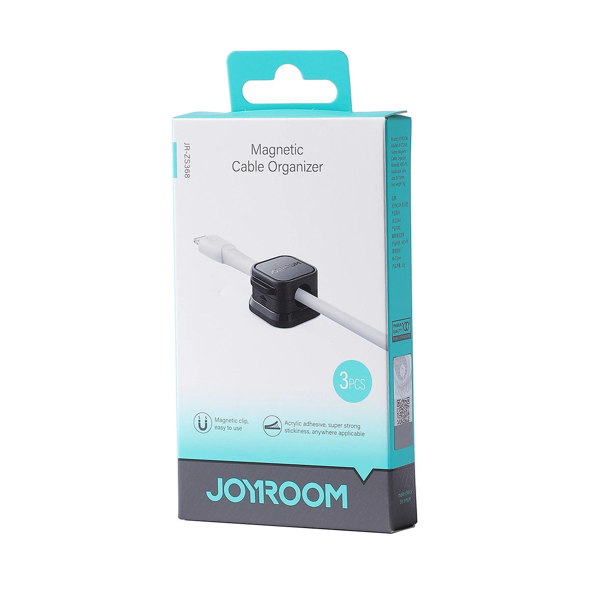 Joyroom JR-ZS368 magnetic cable organizer - black (3 pcs.)_5