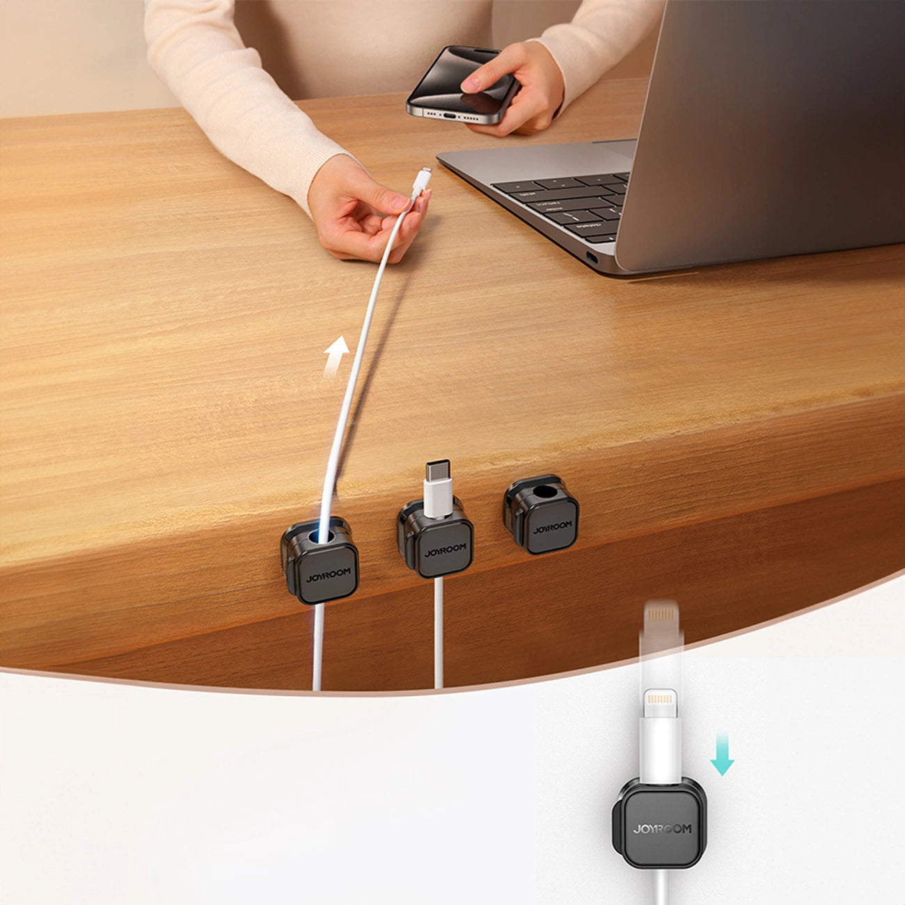 Joyroom JR-ZS368 magnetic cable organizer - black (3 pcs.)_9