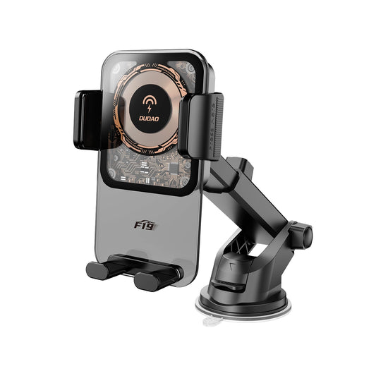 Dudao F19 clamp car holder with 15W inductive charger - black_0