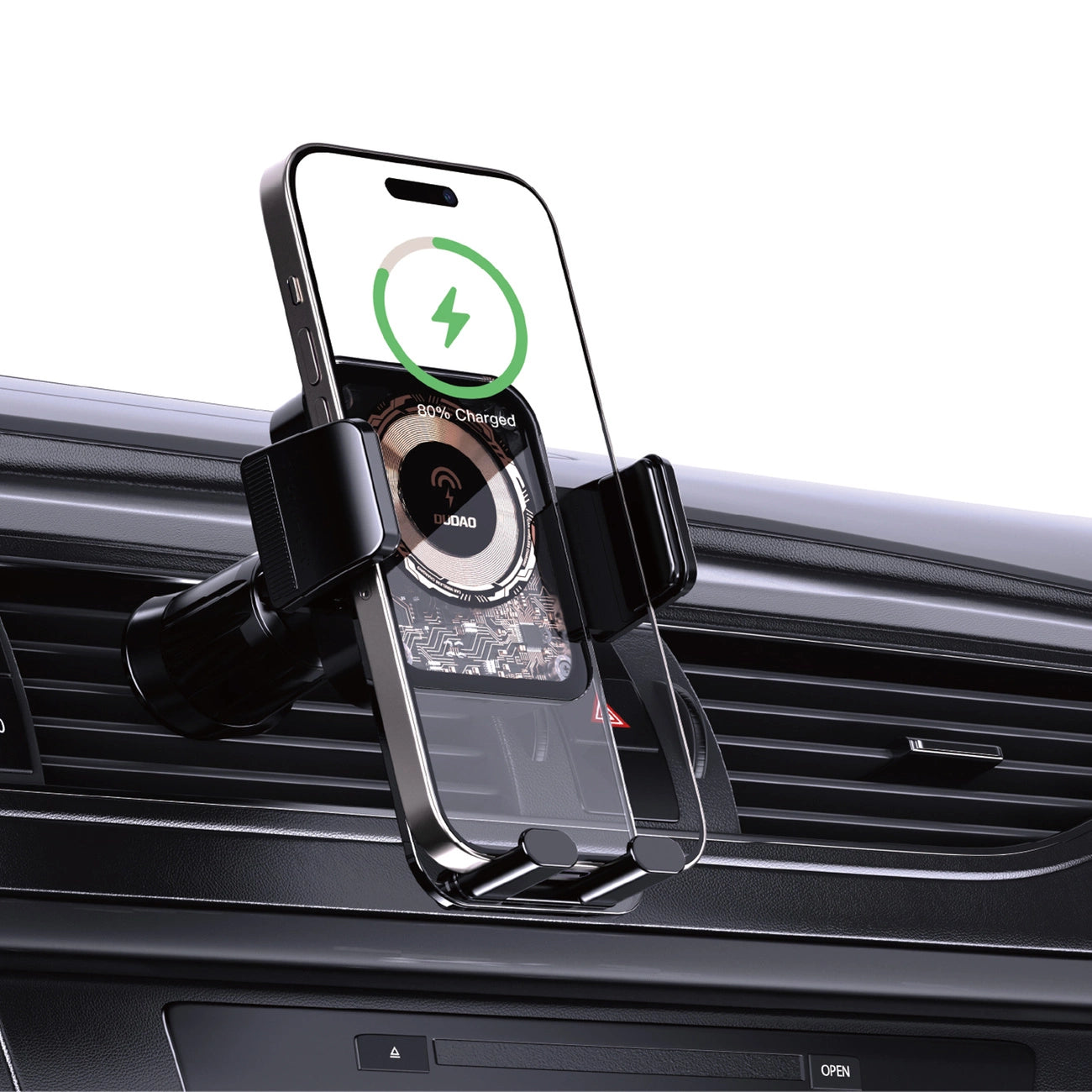 Dudao F19 clamp car holder with 15W inductive charger - black_2