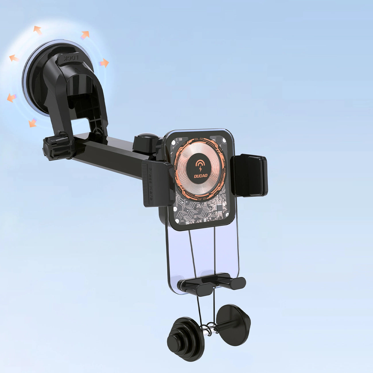 Dudao F19 clamp car holder with 15W inductive charger - black_6