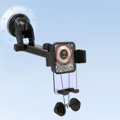 Dudao F19 clamp car holder with 15W inductive charger - black_6