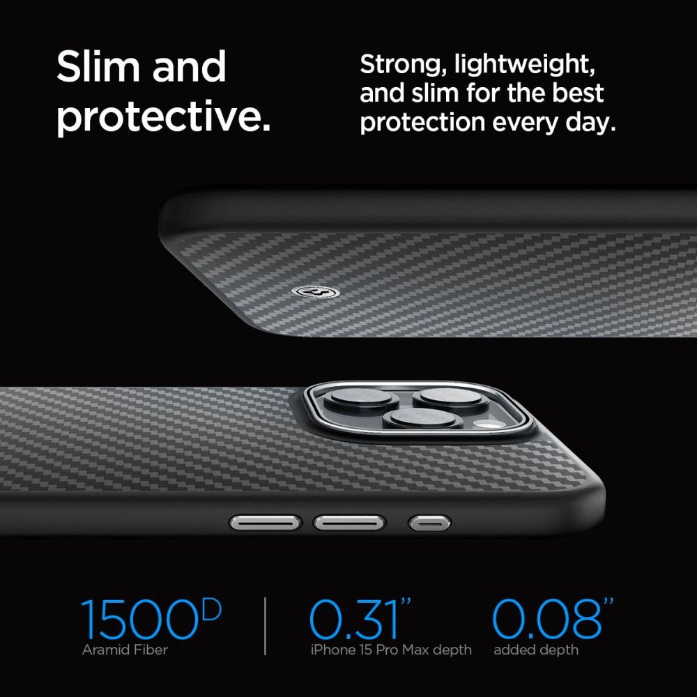 Spigen Enzo Aramid Mag Case with MagSafe for iPhone 15 Pro Max - Matte Black_13