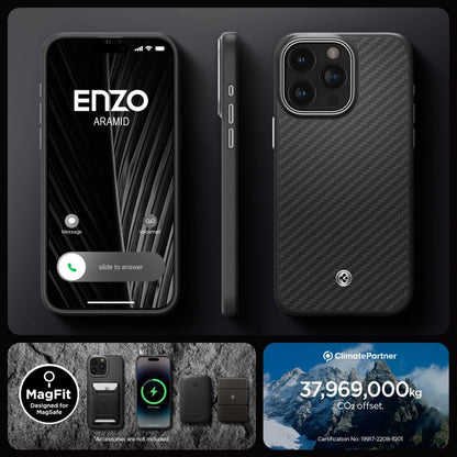 Spigen Enzo Aramid Mag Case with MagSafe for iPhone 15 Pro Max - Matte Black_14