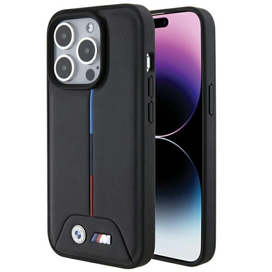 BMW Quilted Tricolor iPhone 15 Pro Case - Black_0