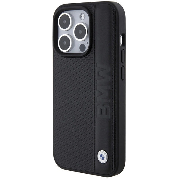 BMW Leather Textured & Stripe case for iPhone 15 Pro - black_1