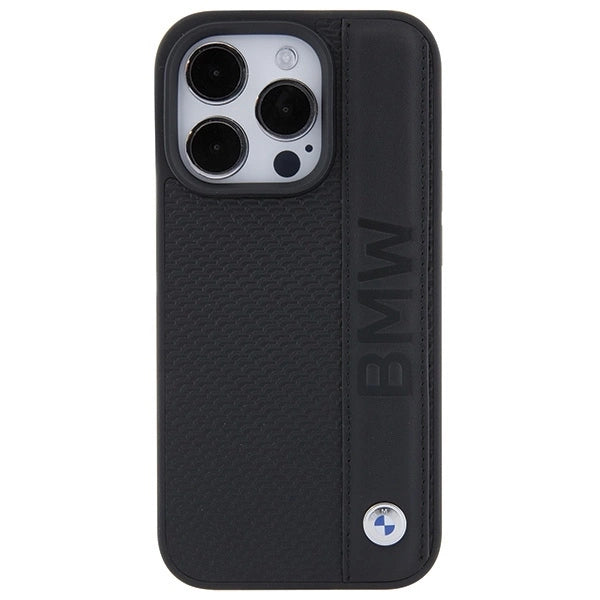 BMW Leather Textured & Stripe case for iPhone 15 Pro - black_2