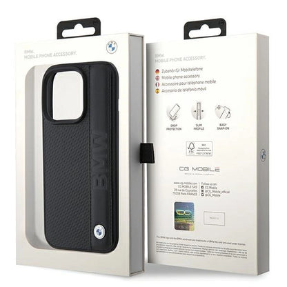BMW Leather Textured & Stripe case for iPhone 15 Pro - black_7