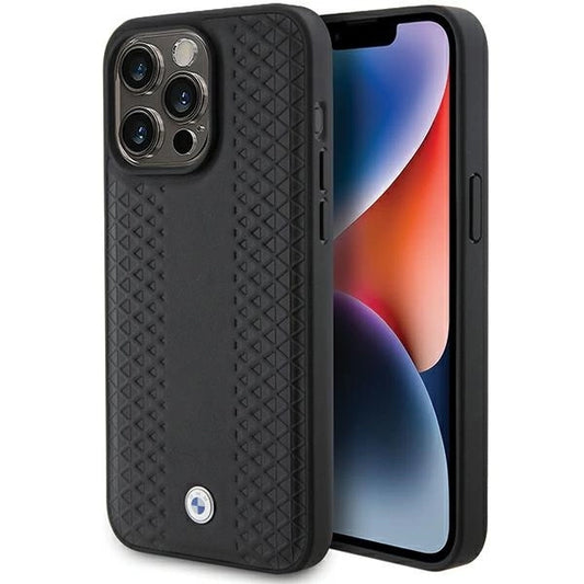 BMW Leather Diamond Pattern case for iPhone 15 Pro - black_0
