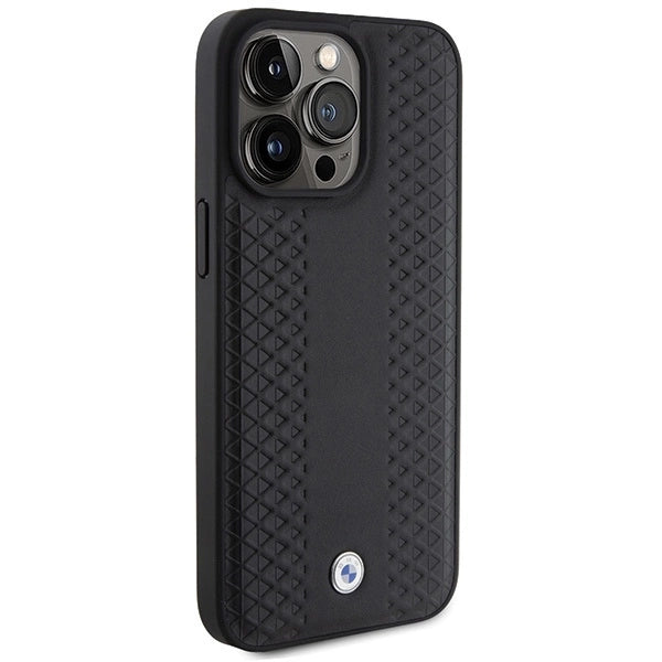 BMW Leather Diamond Pattern case for iPhone 15 Pro - black_3