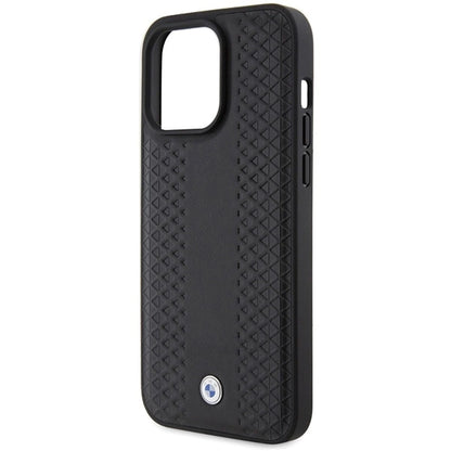 BMW Leather Diamond Pattern case for iPhone 15 Pro - black_5