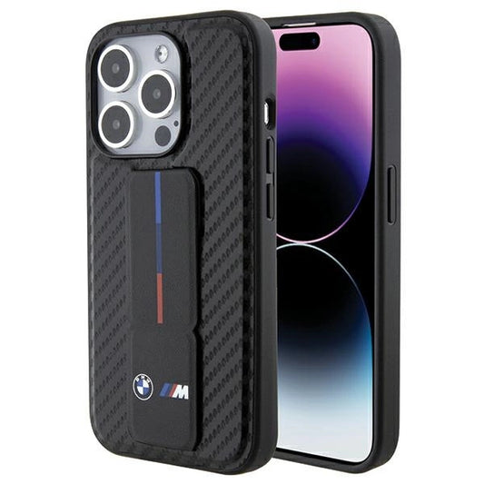 BMW Grip Stand Smooth & Carbon case for iPhone 15 Pro - black_0